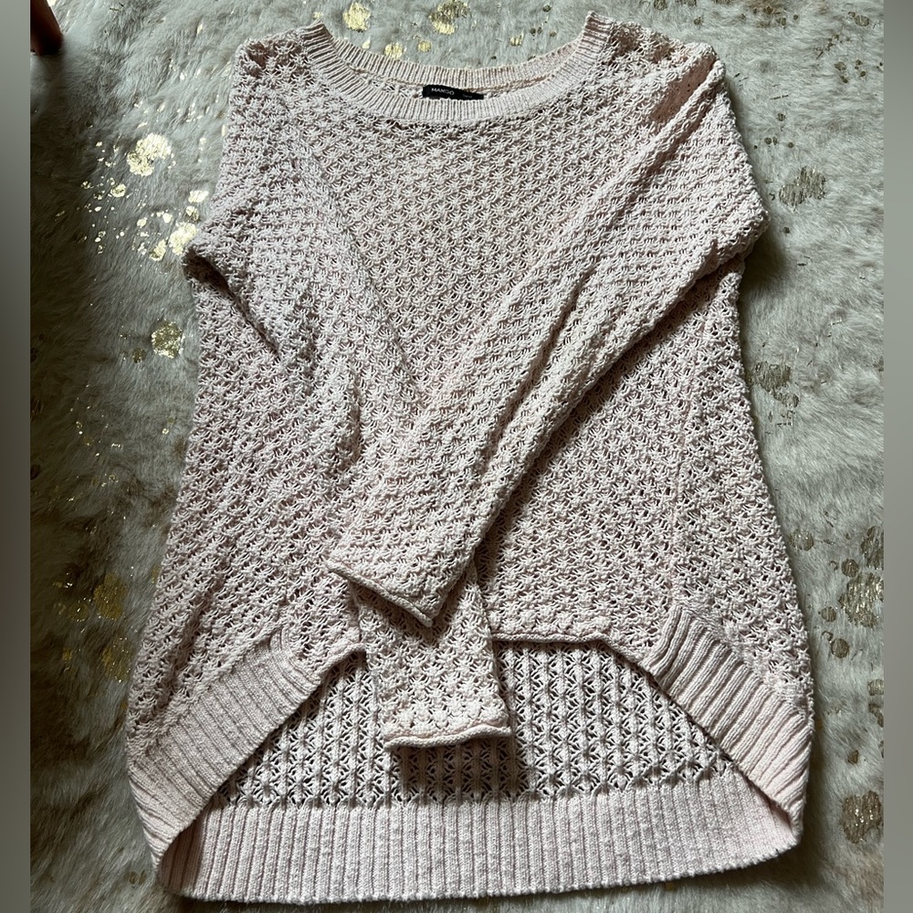 Mango asymmetrical pale pink sweater